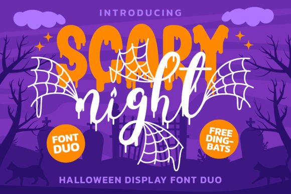 Scary Night Duo: A Halloween-Themed Font for Campaigns with Personality